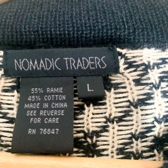 Nomadic Traders Diamond Geometric Button Fair Isle Cardigan, Size Large - Picture 3 of 4